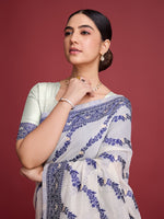 Amazing White Color Cotton Fabric Casual Saree