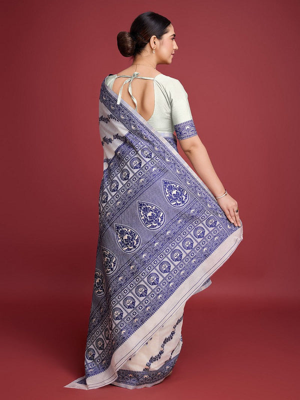 Amazing White Color Cotton Fabric Casual Saree
