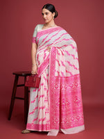 Amazing White Color Cotton Fabric Casual Saree