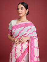 Amazing White Color Cotton Fabric Casual Saree