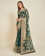 Superb Green Color Organza Fabric Partywear Saree