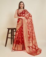 Superb Red Color Organza Fabric Partywear Saree