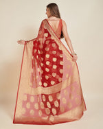 Superb Red Color Organza Fabric Partywear Saree