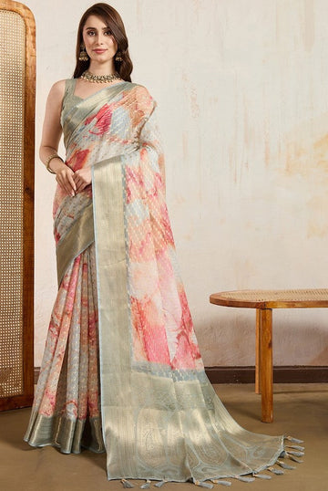 Superb Cream Color Viscose Fabric Casual Saree