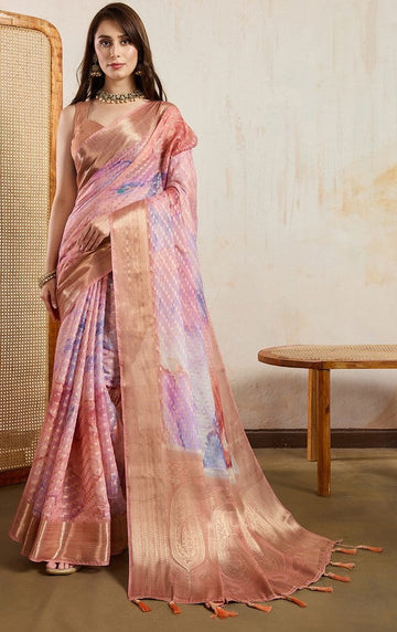 Superb Peach Color Viscose Fabric Casual Saree