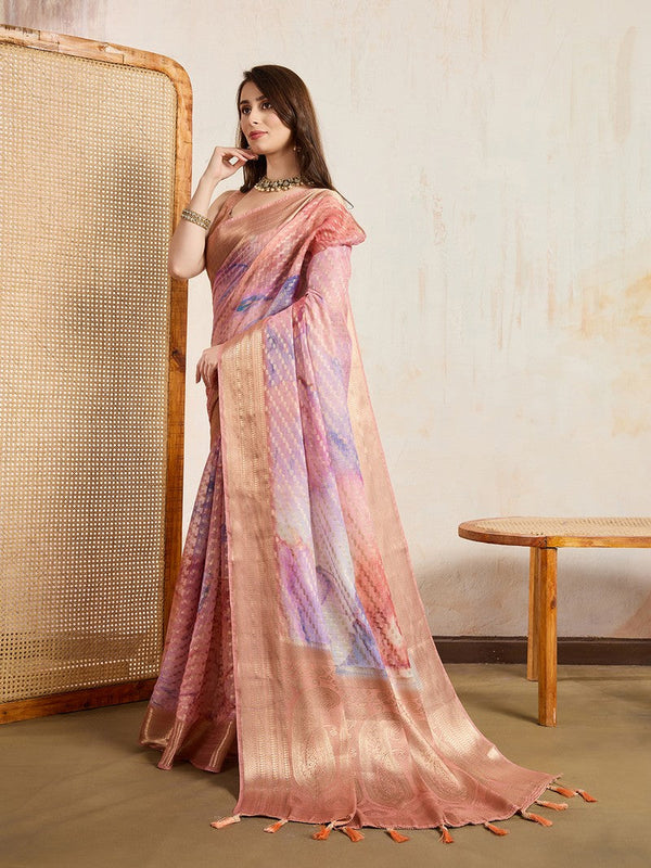 Superb Peach Color Viscose Fabric Casual Saree