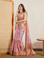 Superb Peach Color Viscose Fabric Casual Saree