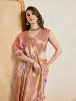 Superb Peach Color Viscose Fabric Casual Saree
