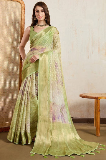 Superb Green Color Viscose Fabric Casual Saree