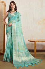 Superb Turquoise Color Viscose Fabric Casual Saree