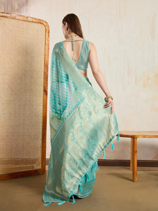 Superb Turquoise Color Viscose Fabric Casual Saree