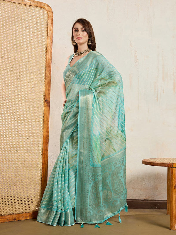 Superb Turquoise Color Viscose Fabric Casual Saree