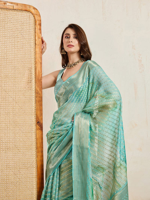 Superb Turquoise Color Viscose Fabric Casual Saree