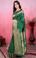 Amazing Green Color Kanjivaram Fabric Partywear Saree