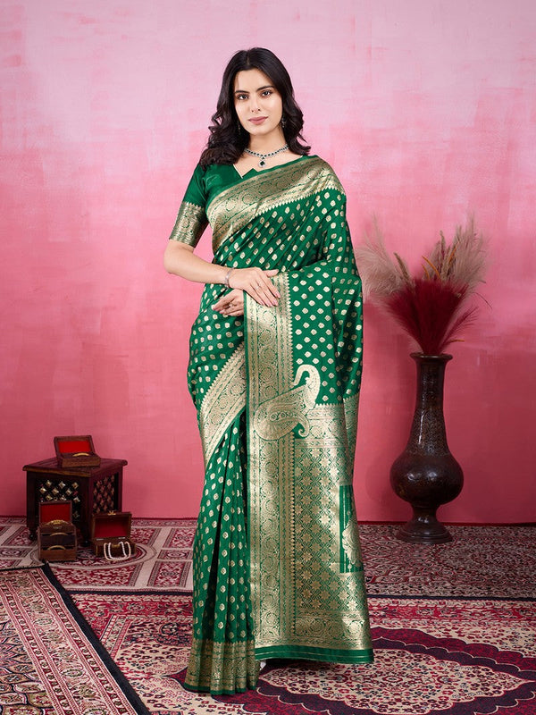 Amazing Green Color Kanjivaram Fabric Partywear Saree
