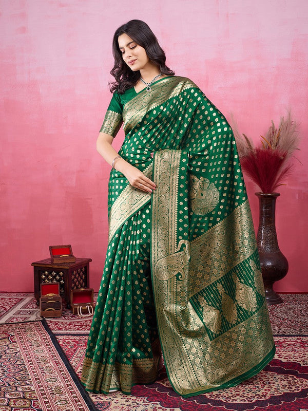 Amazing Green Color Kanjivaram Fabric Partywear Saree