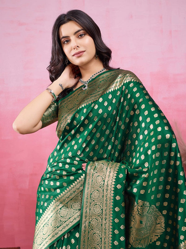 Amazing Green Color Kanjivaram Fabric Partywear Saree