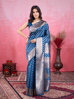 Amazing Blue Color Kanjivaram Fabric Partywear Saree