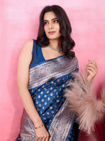 Amazing Blue Color Kanjivaram Fabric Partywear Saree