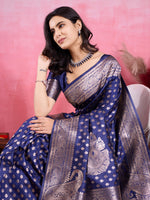Amazing Blue Color Kanjivaram Fabric Partywear Saree