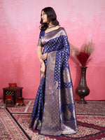 Amazing Blue Color Kanjivaram Fabric Partywear Saree