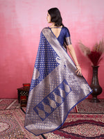 Amazing Blue Color Kanjivaram Fabric Partywear Saree