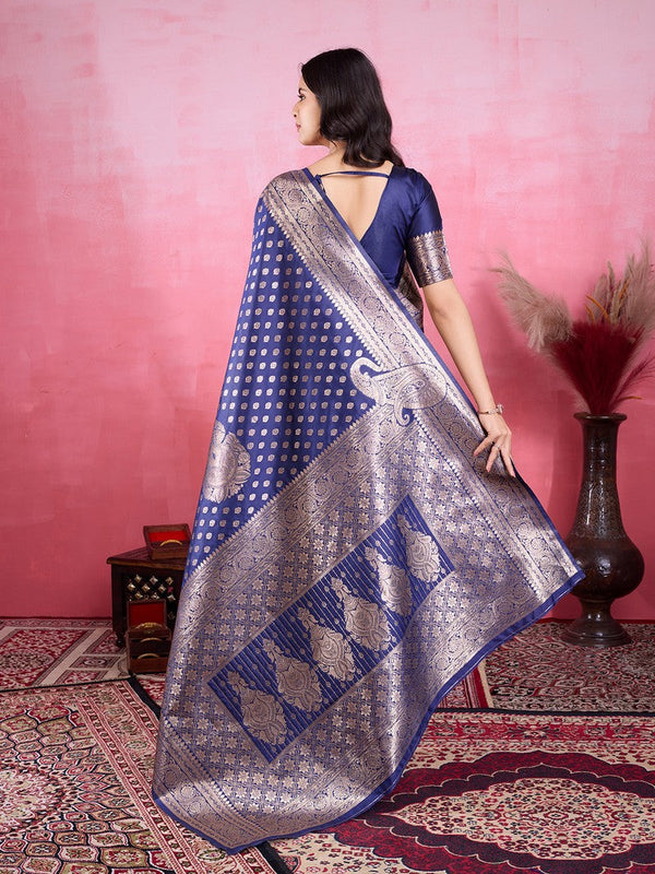 Amazing Blue Color Kanjivaram Fabric Partywear Saree