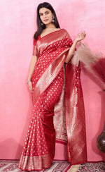 Amazing Red Color Kanjivaram Fabric Partywear Saree
