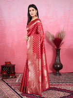 Amazing Red Color Kanjivaram Fabric Partywear Saree