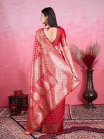 Amazing Red Color Kanjivaram Fabric Partywear Saree