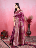 Amazing Wine Color Kanjivaram Fabric Partywear Saree