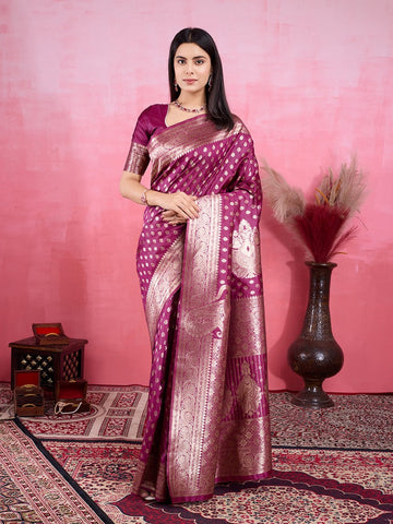 Amazing Wine Color Kanjivaram Fabric Partywear Saree