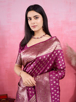Amazing Wine Color Kanjivaram Fabric Partywear Saree