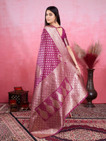 Amazing Wine Color Kanjivaram Fabric Partywear Saree