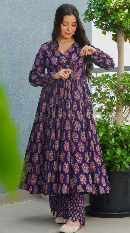 Amazing Purple Color Rayon Fabric Designer Suit