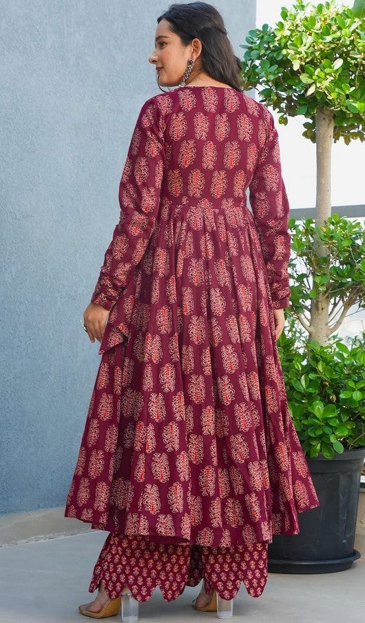 Amazing Maroon Color Rayon Fabric Designer Suit