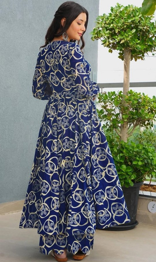 Amazing Blue Color Rayon Fabric Designer Suit