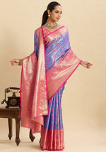 Amazing Pink Color Kanjivaram Fabric Partywear Saree