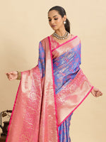 Amazing Pink Color Kanjivaram Fabric Partywear Saree