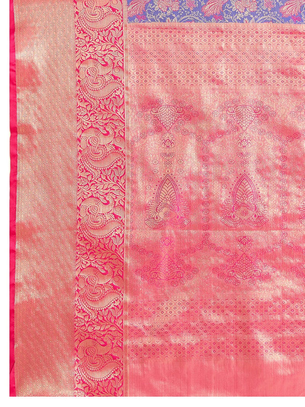 Amazing Pink Color Kanjivaram Fabric Partywear Saree
