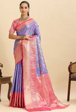 Amazing Pink Color Kanjivaram Fabric Partywear Saree