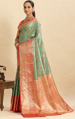 Amazing Orange Color Kanjivaram Fabric Partywear Saree