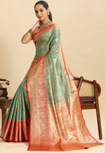 Amazing Orange Color Kanjivaram Fabric Partywear Saree