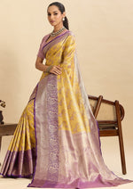 Amazing Purple Color Kanjivaram Fabric Partywear Saree