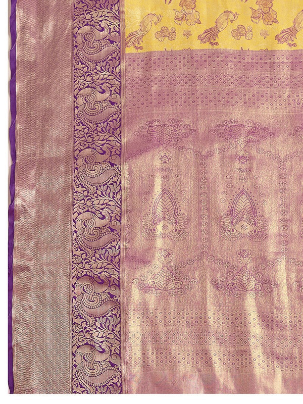 Amazing Purple Color Kanjivaram Fabric Partywear Saree