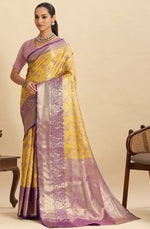 Amazing Purple Color Kanjivaram Fabric Partywear Saree