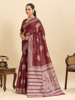Beautiful Maroon Color Silk Fabric Casual Saree
