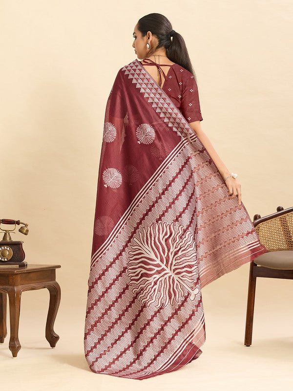 Beautiful Maroon Color Silk Fabric Casual Saree
