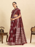 Beautiful Maroon Color Silk Fabric Casual Saree