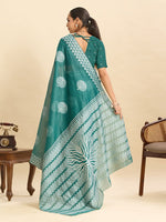 Beautiful Teal Color Silk Fabric Casual Saree